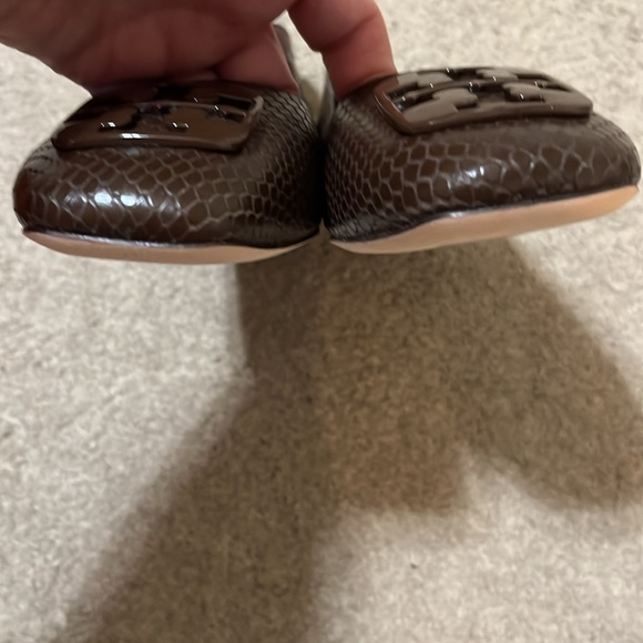 Tory Burch Georgia Ballet Shiny Snake Chocolate size 9 - Picture 10 of 11